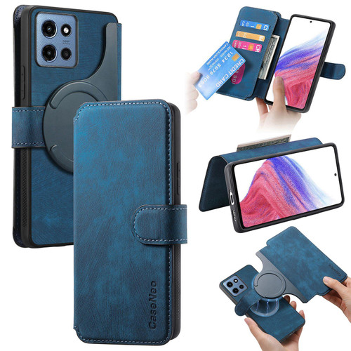 Moto G 2025 CaseNeo MagSafe RFID Anti-theft Retro Leather Phone Case - Blue